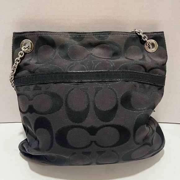 Coach Poppy Signature Logo Canvas Shoulder Bag - Picture 5 of 16